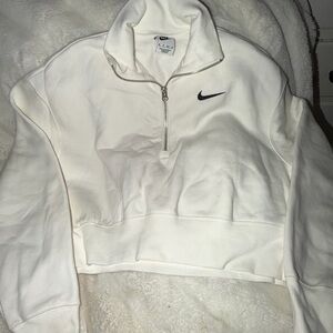 Size XS Nike White Cropped Quarter-Zip Sweatshirt In Perfect Condition